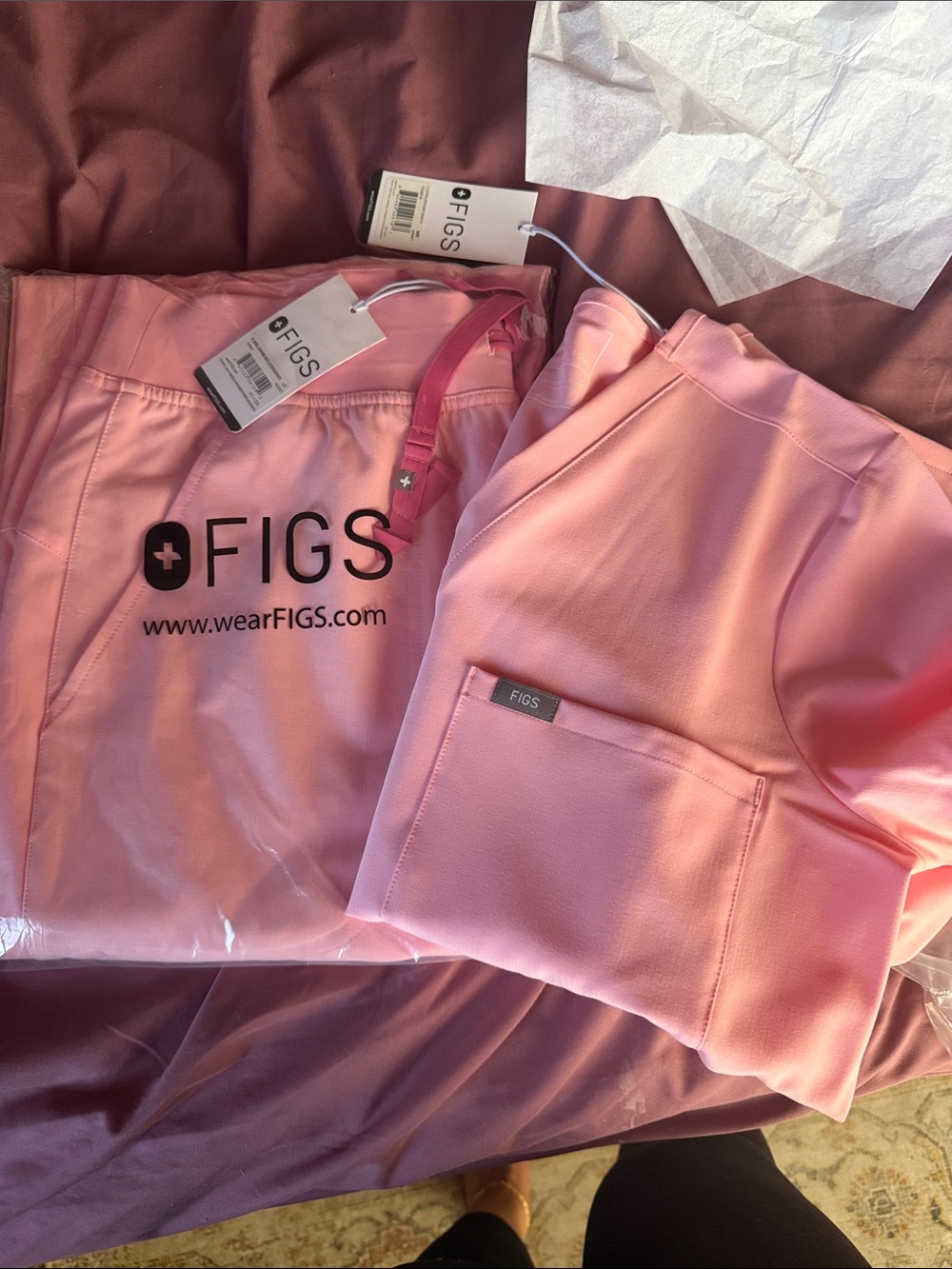 Figs fight club pink scrub Set